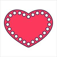 Retro Valentine Day icon heart. Love symbols in the fashionable pop line art style. The figure of a heart in soft pink, red and coral color. Vector illustration isolated.