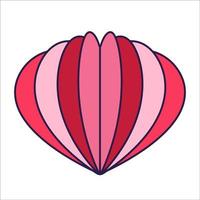 Retro Valentine Day icon heart. Love symbols in the fashionable pop line art style. The figure of a heart in soft pink, red and coral color. Vector illustration isolated on white.