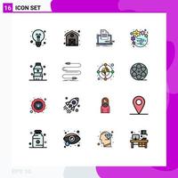 Modern Set of 16 Flat Color Filled Lines Pictograph of bottle women coding gift day Editable Creative Vector Design Elements