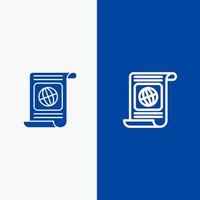 Goal Objectives Target World File Line and Glyph Solid icon Blue banner Line and Glyph Solid icon Blue banner vector