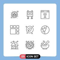 Universal Icon Symbols Group of 9 Modern Outlines of chat image browser frame setting Editable Vector Design Elements