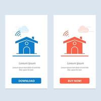 Wifi Service Signal House  Blue and Red Download and Buy Now web Widget Card Template vector