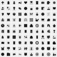 Set of 100 Universal Solid Icons vector