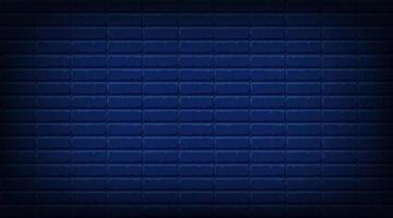 Nightly dark blue brick wall. Vector horizontal background for neon lights or text, brickwork texture.