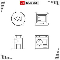 4 Icons Line Style Grid Based Creative Outline Symbols for Website Design Simple Line Icon Signs Isolated on White Background 4 Icon Set Creative Black Icon vector background