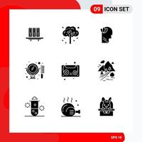 User Interface Pack of 9 Basic Solid Glyphs of mirror beauty fall head relaxatio Editable Vector Design Elements