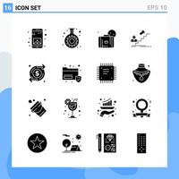 Modern 16 solid style icons Glyph Symbols for general use Creative Solid Icon Sign Isolated on White Background 16 Icons Pack vector