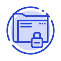 Data Folder Password Protection Secure Blue Dotted Line Line Icon vector
