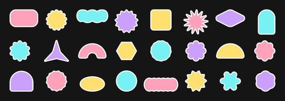 A set of patches and stickers with copy space in retro pop style colorful pastel colors. Cool graphic background design elements. Simple isolated vector shapes