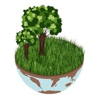 Earth climate change icon - vector isometric ecology illustration of an environmental concept to save the planet Earth. Concept vision on the theme of global crisis in the world.