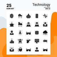 25 Technology Icon Set 100 Editable EPS 10 Files Business Logo Concept Ideas Solid Glyph icon design vector