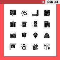 16 Universal Solid Glyphs Set for Web and Mobile Applications logistic sync engagment ring server engineering Editable Vector Design Elements