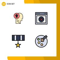 Mobile Interface Filledline Flat Color Set of 4 Pictograms of arrow web knowledge stop army Editable Vector Design Elements