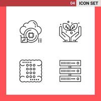 4 Icon Pack Line Style Outline Symbols on White Background Simple Signs for general designing Creative Black Icon vector background