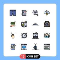 conjunto de 16 iconos de interfaz de usuario modernos símbolos signos de dinero molécula de mano efectivo miel elementos de diseño de vectores creativos editables