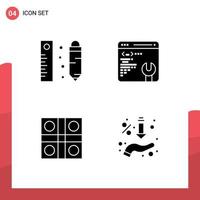 Pack of creative Solid Glyphs of drawing ludo board ruler setting sports Editable Vector Design Elements