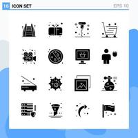 Modern 16 solid style icons Glyph Symbols for general use Creative Solid Icon Sign Isolated on White Background 16 Icons Pack Creative Black Icon vector background