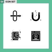 Editable Vector Line Pack of 4 Simple Solid Glyphs of gateway search attraction negative testing Editable Vector Design Elements