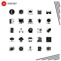 Group of 25 Modern Solid Glyphs Set for digital computer rain payment cash Editable Vector Design Elements