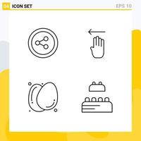 Line Pack of 4 Universal Symbols of share healthy food four egg constructor Editable Vector Design Elements