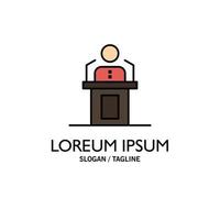 Speaker Person Presentation Professional Public Seminar Speech Business Logo Template Flat Color vector