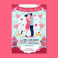 Flat Couple in Valentine Day Poster Template vector