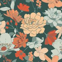 Seamless Outlined Floral Pattern vector