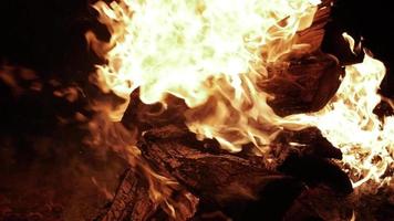 Slow Motion Fire Engulfs Wood Logs On Campfire - Burning, Flame video