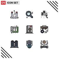 Group of 9 Modern Filledline Flat Colors Set for interior home zoom tool design plumbing Editable Vector Design Elements