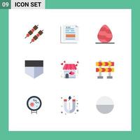 9 Flat Color concept for Websites Mobile and Apps valentine shop easter love protect Editable Vector Design Elements