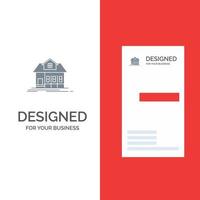 Home House Building Real Estate Grey Logo Design and Business Card Template vector