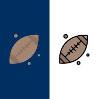pelota fútbol deporte usa iconos plano y línea llena icono conjunto vector fondo azul