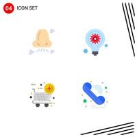 Pack of 4 Modern Flat Icons Signs and Symbols for Web Print Media such as air black friday nose idea new item Editable Vector Design Elements