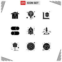 Stock Vector Icon Pack of 9 Line Signs and Symbols for bug radio search loading ellipsis Editable Vector Design Elements