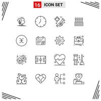 Modern Set of 16 Outlines Pictograph of symbolism pisces canada cotton buds Editable Vector Design Elements