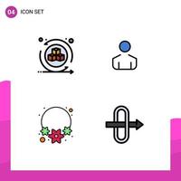 Set of 4 Vector Filledline Flat Colors on Grid for environment india virtual person traffic Editable Vector Design Elements