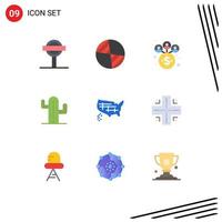 9 Universal Flat Colors Set for Web and Mobile Applications usa states management map plent Editable Vector Design Elements