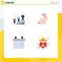 Group of 4 Modern Flat Icons Set for leaderboard heart man rabbit romance Editable Vector Design Elements