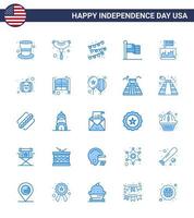 4th July USA Happy Independence Day Icon Symbols Group of 25 Modern Blues of party cake party decoration festival thanksgiving Editable USA Day Vector Design Elements