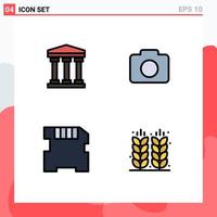 Group of 4 Filledline Flat Colors Signs and Symbols for user agriculture instagram card farming Editable Vector Design Elements