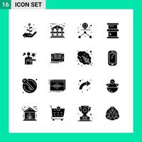 Pack of 16 Solid Style Icon Set Glyph Symbols for print Creative Signs Isolated on White Background 16 Icon Set vector