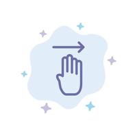 Finger Four Gesture Right Blue Icon on Abstract Cloud Background vector