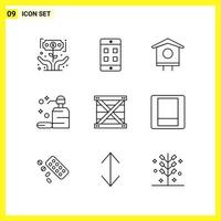 9 Icon Set Simple Line Symbols Outline Sign on White Background for Website Design Mobile Applications and Print Media Creative Black Icon vector background