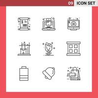 Modern Set of 9 Outlines and symbols such as flower flora screen space like Editable Vector Design Elements