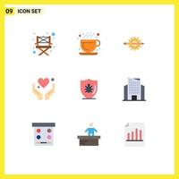 Pack of 9 creative Flat Colors of programing motivation design love hand Editable Vector Design Elements