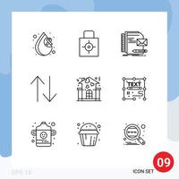 User Interface Pack of 9 Basic Outlines of family change target arrow letter Editable Vector Design Elements