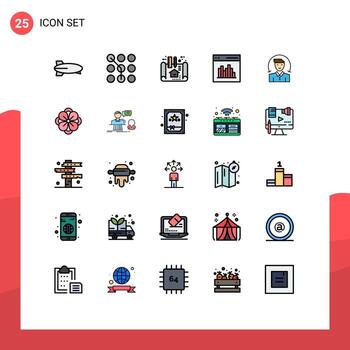 25 Universal Filled line Flat Color Signs Symbols of user communication security coding scheme Editable Vector Design Elements
