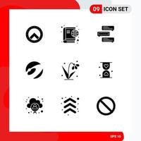 Group of 9 Modern Solid Glyphs Set for easter crypto currency bubbles crypto nexus Editable Vector Design Elements