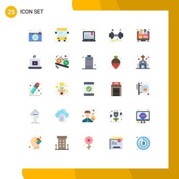 25 concepto de color plano para sitios web móviles y aplicaciones elearning curso de peso notas de gimnasio elementos de diseño vectorial editables vector