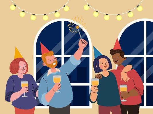 Group of Friends Celebrating New Year
